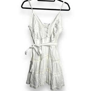 Olivaceous Intuition Boho Mini Dress Optic White Size Large